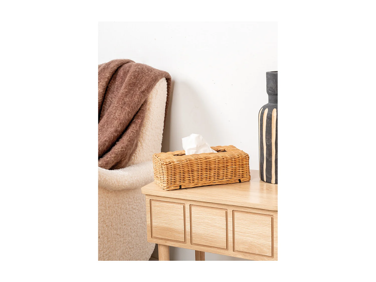 Boîte à mouchoirs en rotin naturel