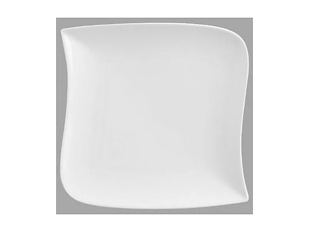 Lot de 6 Assiettes à Dessert Carrées "Vague" 22cm Blanc