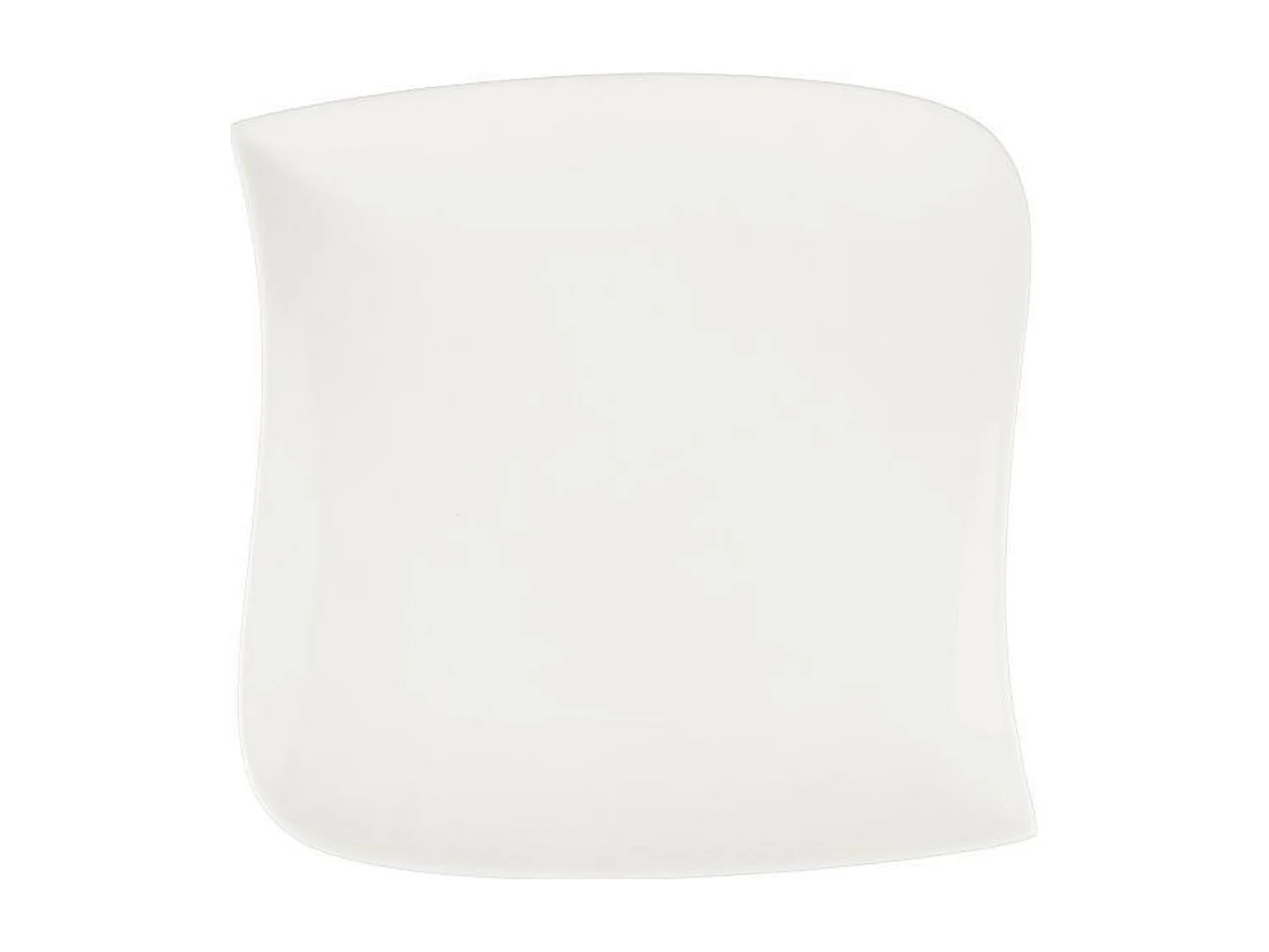 Lot de 6 Assiettes à Dessert Carrées "Vague" 22cm Blanc