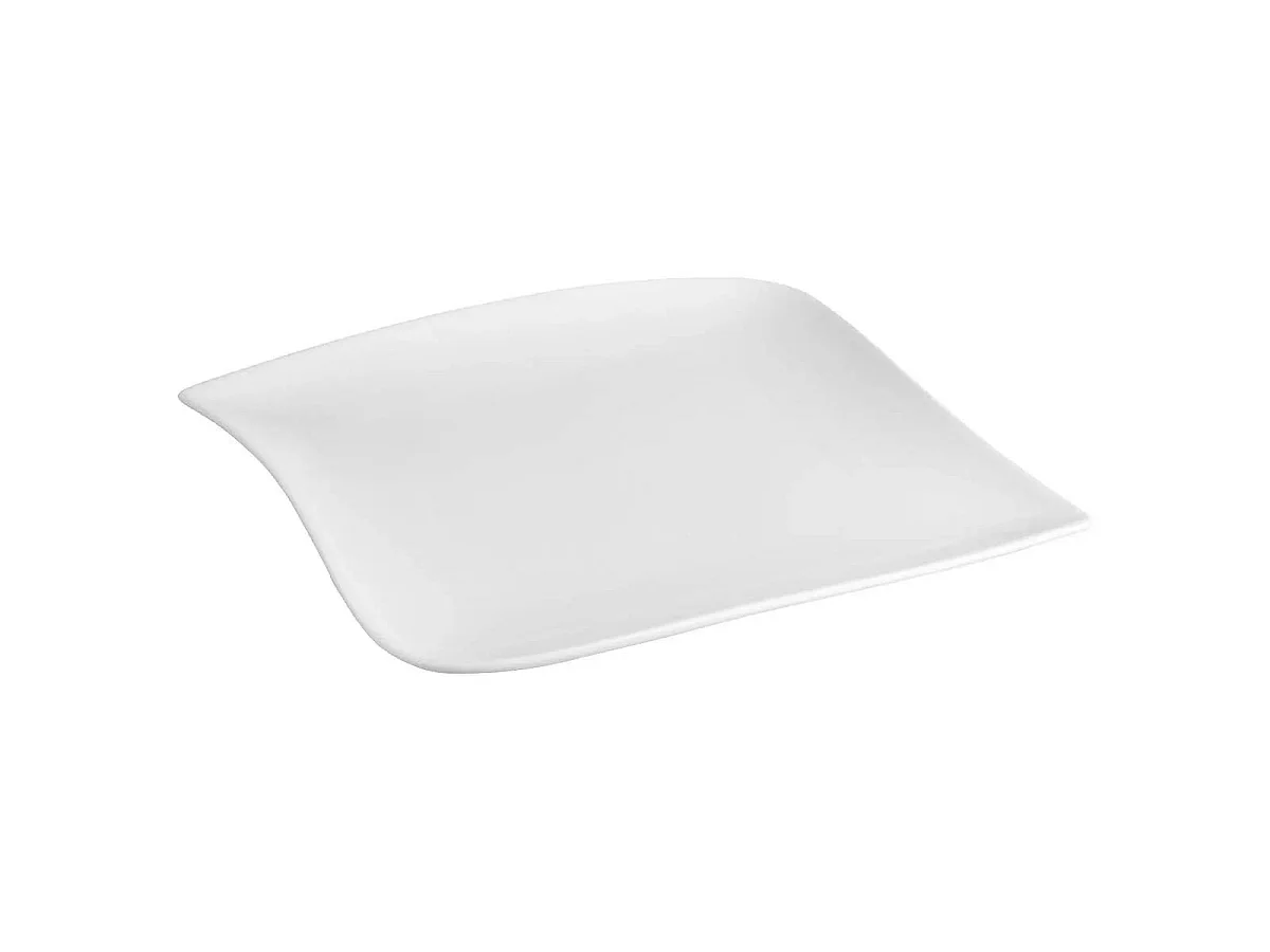 Lot de 6 Assiettes à Dessert Carrées "Vague" 22cm Blanc