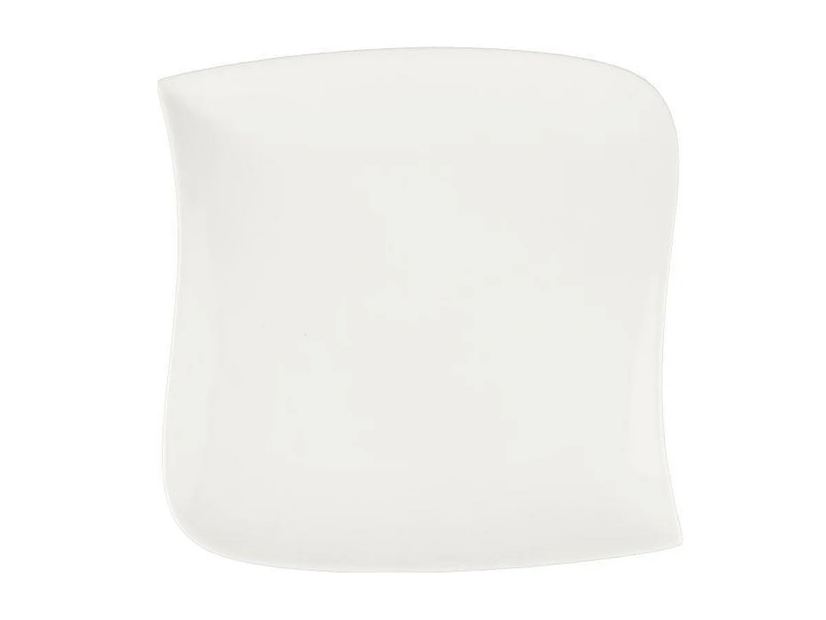 Lot de 6 Assiettes à Dessert Carrées "Vague" 22cm Blanc