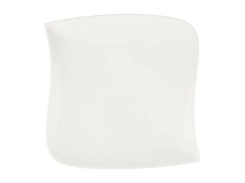 Lot de 6 Assiettes à Dessert Carrées "Vague" 22cm Blanc