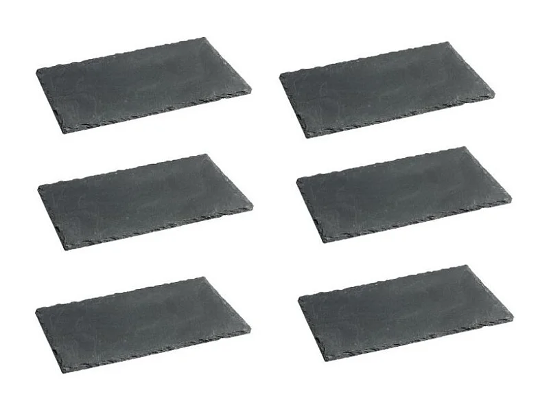 Lot de 6 Assiettes Plates "Ardoise" 22cm Gris