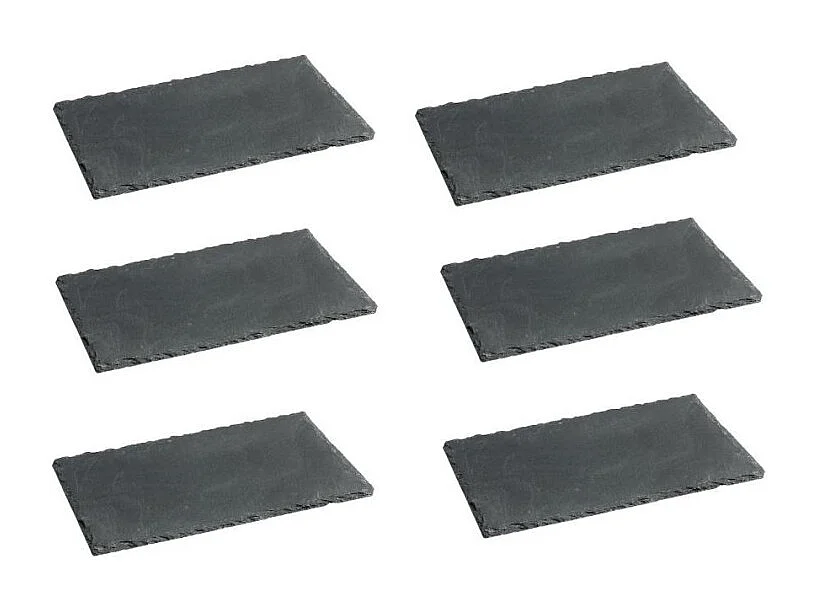 Lot de 6 Assiettes Plates "Ardoise" 22cm Gris