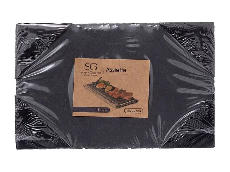 Lot de 6 Assiettes Plates "Ardoise" 22cm Gris