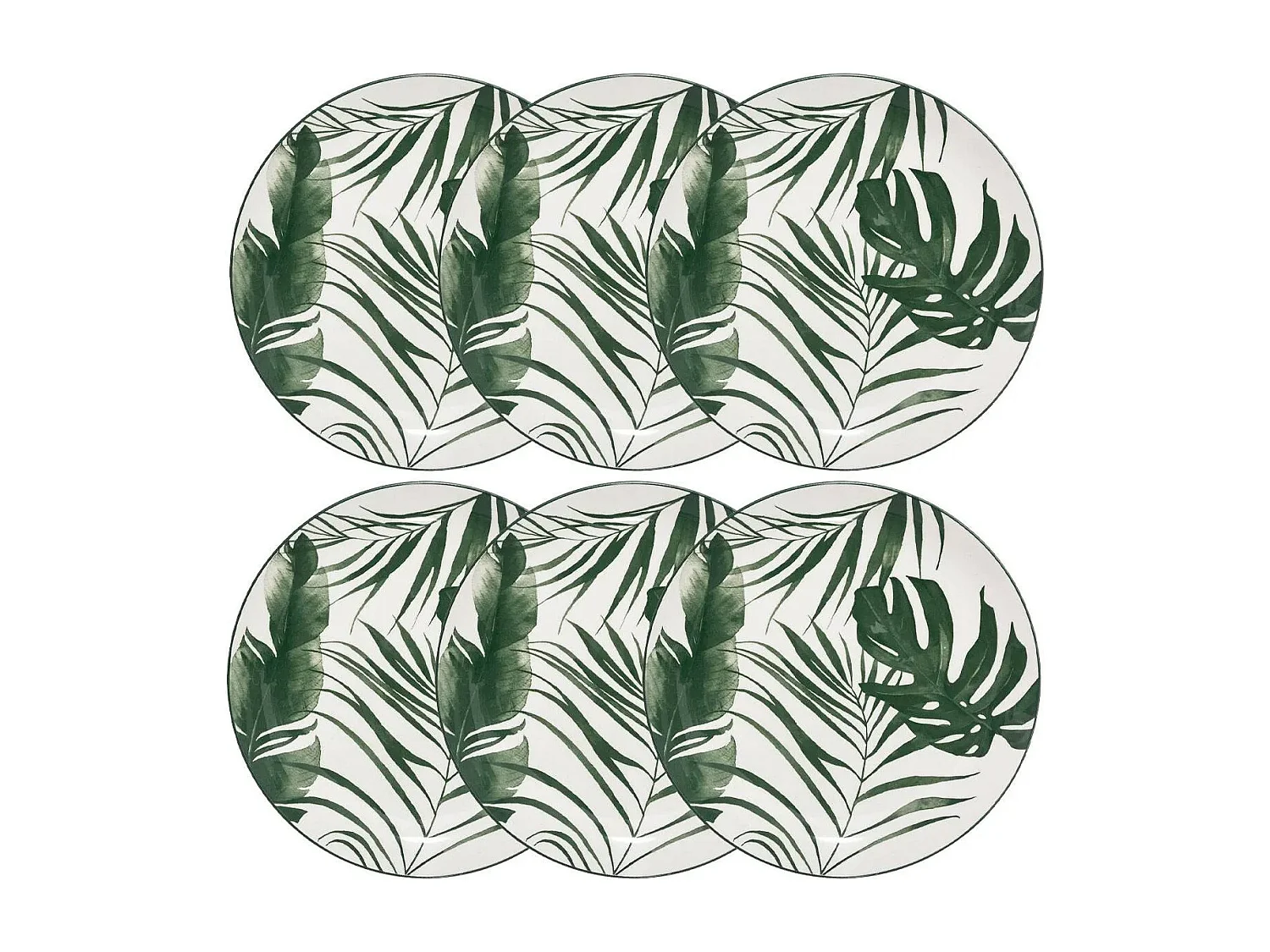 Lot de 6 Assiettes à Dessert "Palme" 19cm Vert