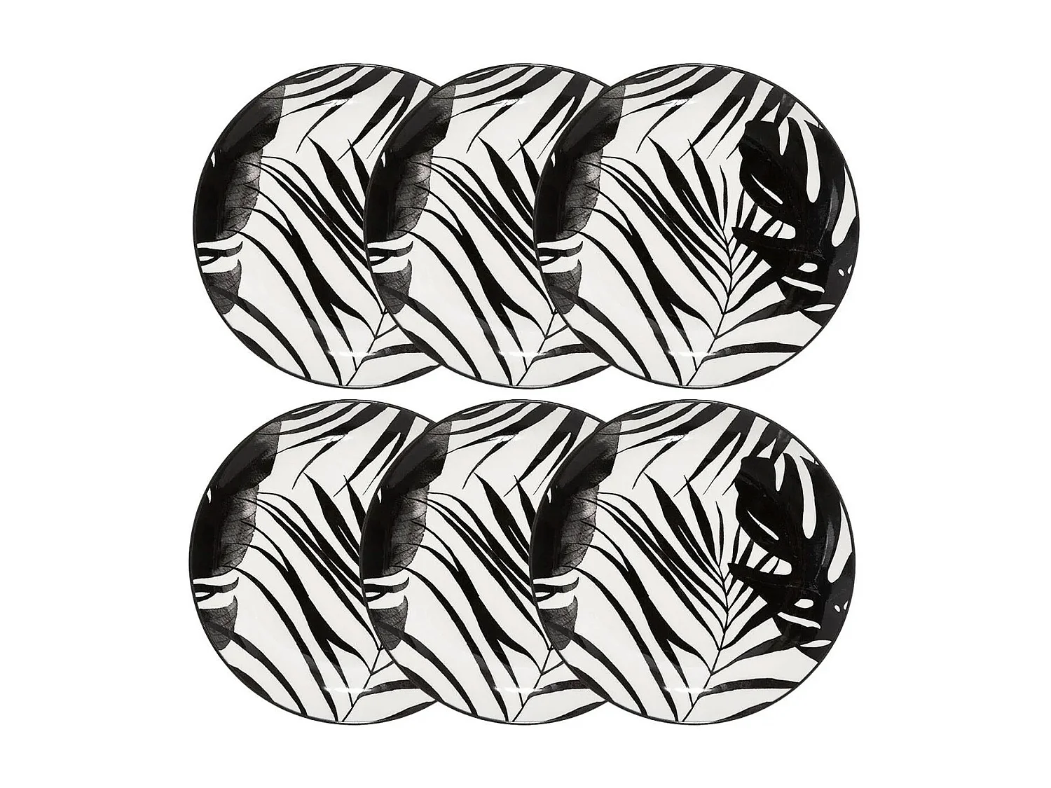 Lot de 6 Assiettes à Dessert "Palme" 19cm Noir