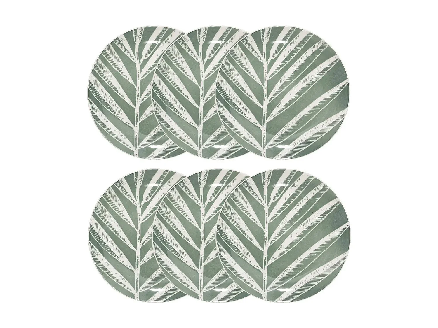 Lot de 6 Assiettes à Dessert "Green Harmony" 19cm Vert