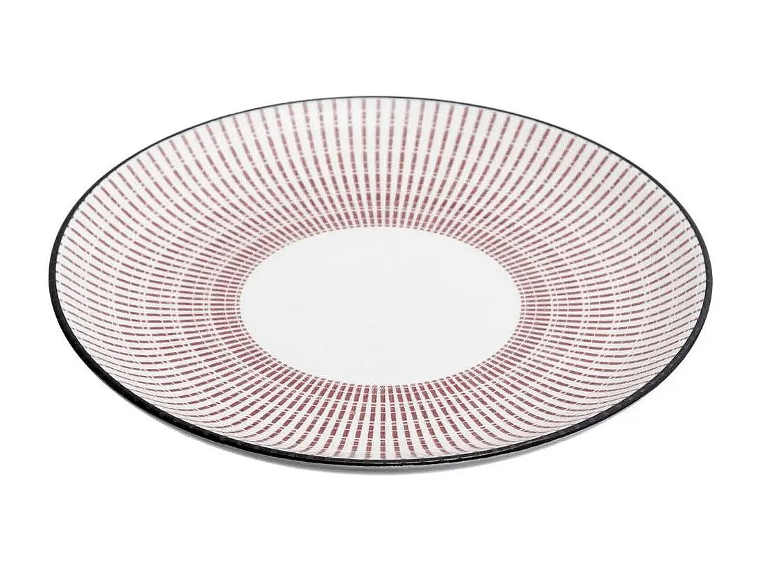 Lot de 6 Assiettes à Dessert Porcelaine "Lunis" 19cm Rouge