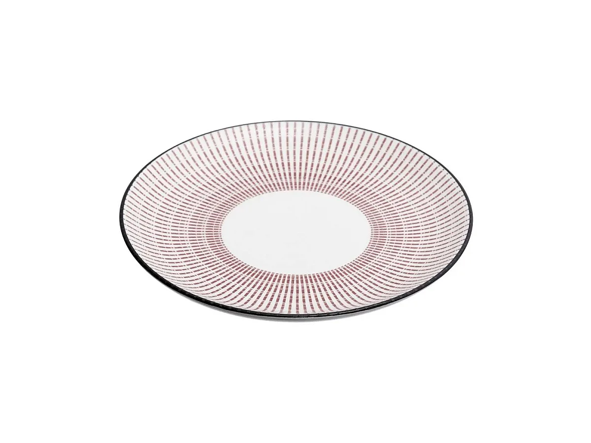 Lot de 6 Assiettes à Dessert Porcelaine "Lunis" 19cm Rouge