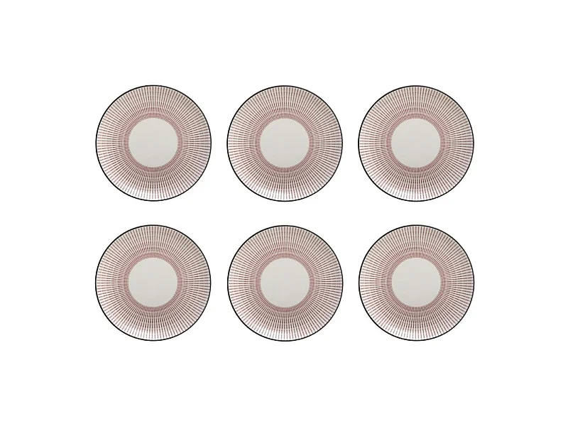 Lot de 6 Assiettes à Dessert Porcelaine "Lunis" 19cm Rouge