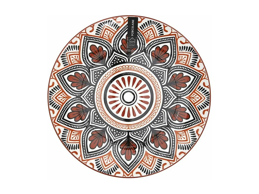 Lot de 6 Assiettes à Dessert "Mandala" 19cm Orange