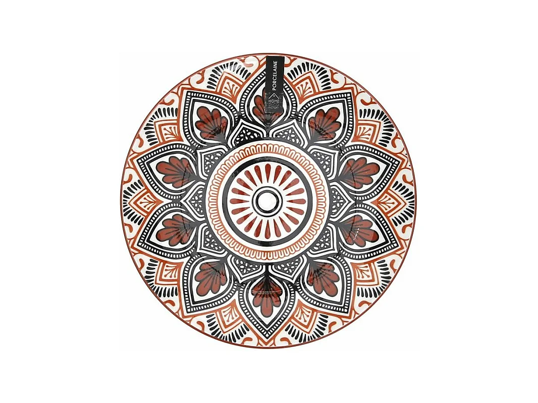 Lot de 6 Assiettes à Dessert "Mandala" 19cm Orange