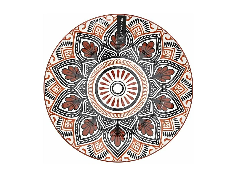 Lot de 6 Assiettes à Dessert "Mandala" 19cm Orange