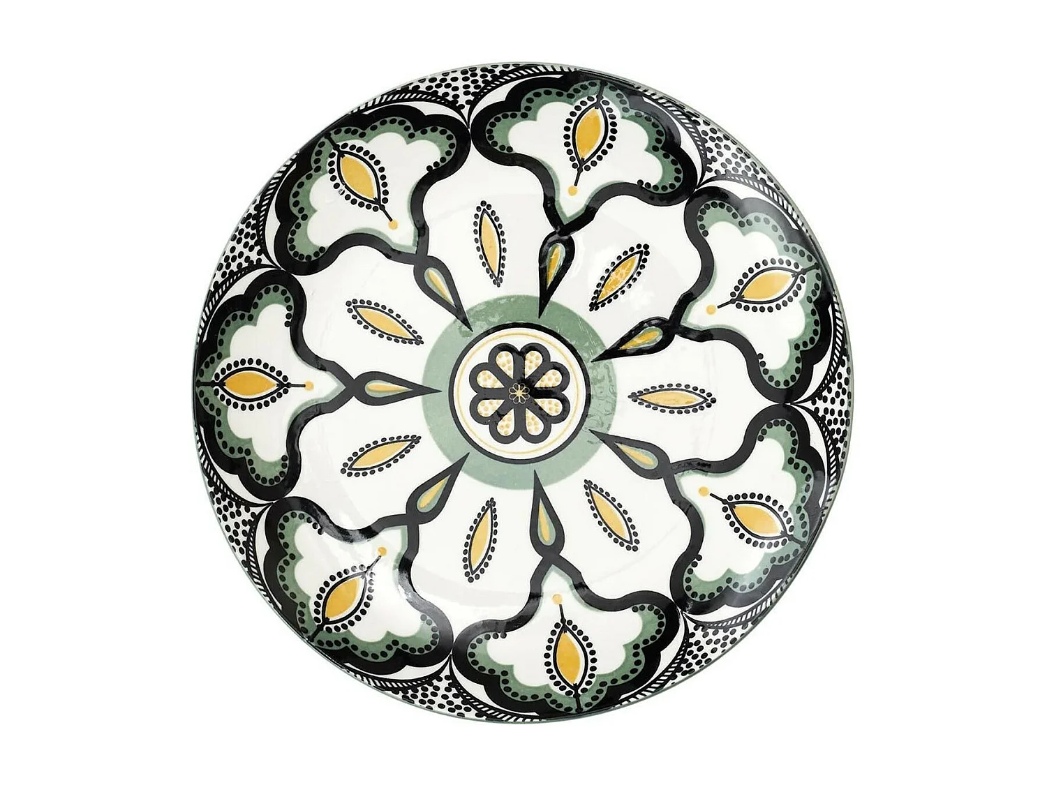 Lot de 6 Assiettes à Dessert "Mandala" 19cm Vert
