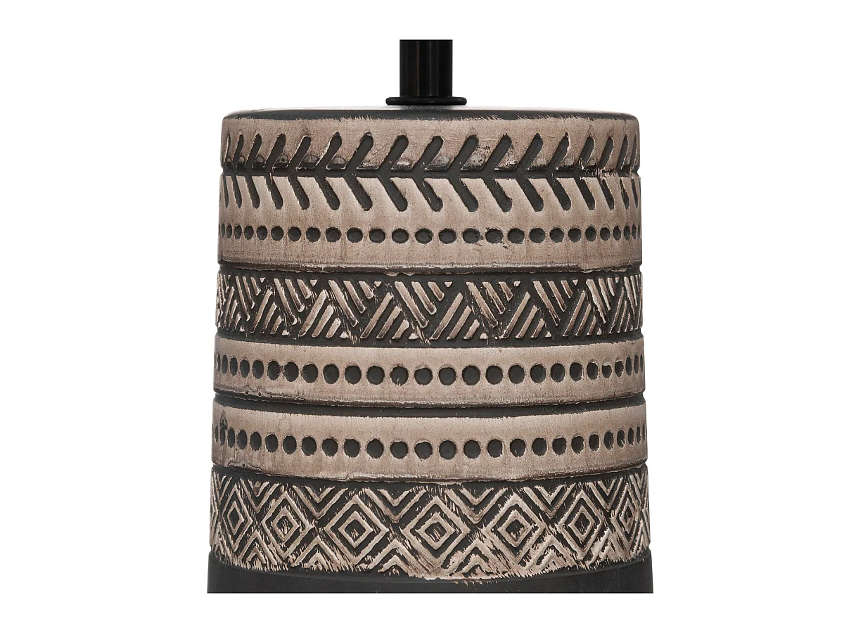 Lampe à poser Marron motif exotique et abat-jour en coton Beige H 34 cm