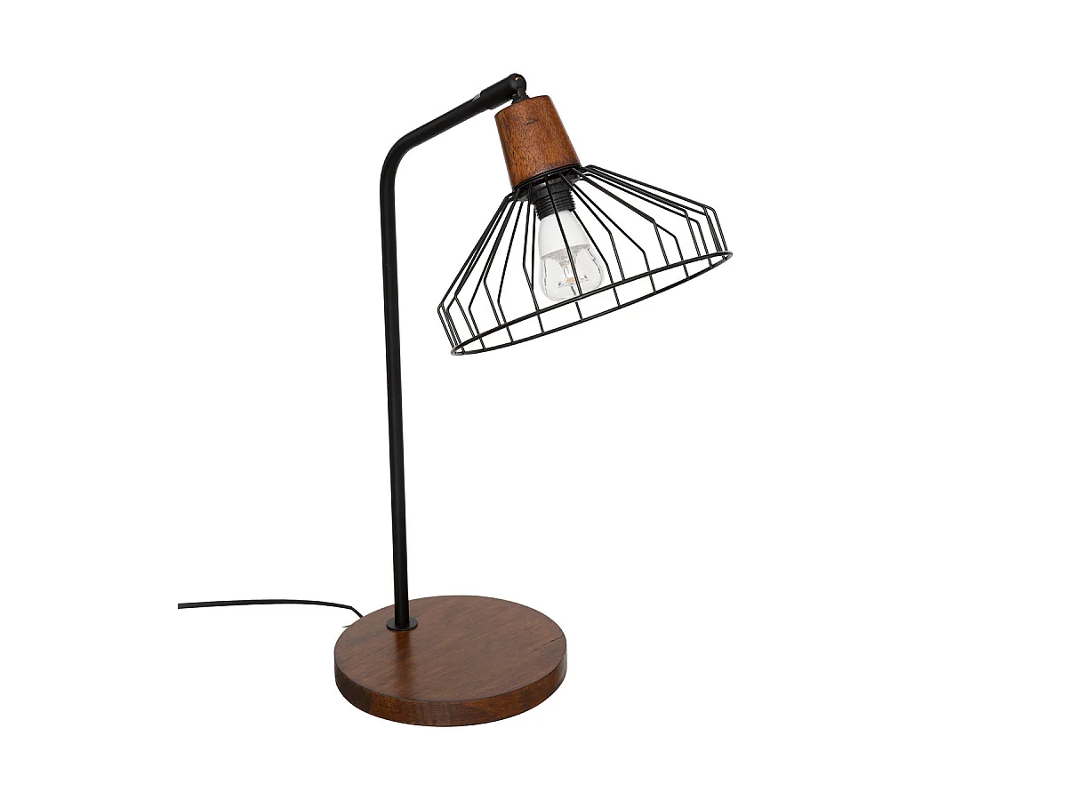 Lampe à poser en Bois et métal Noir H 47 cm