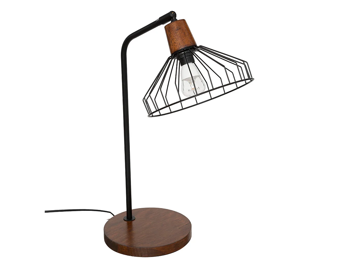Lampe à poser en Bois et métal Noir H 47 cm