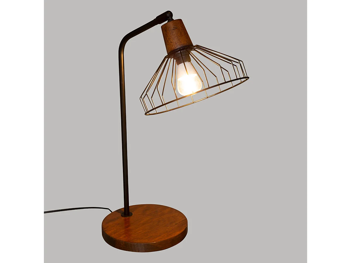 Lampe à poser en Bois et métal Noir H 47 cm