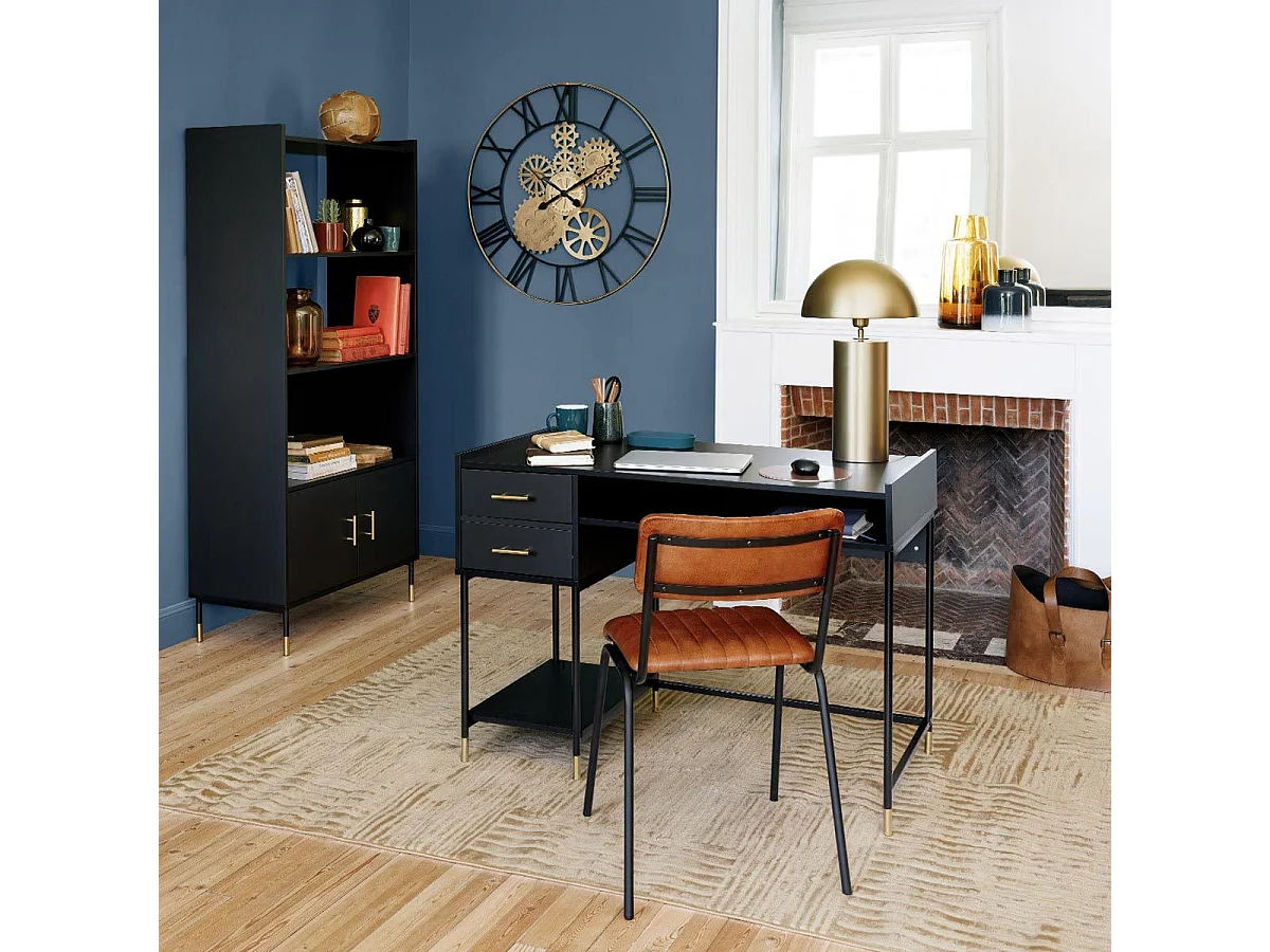 Lampe à poser en métal Doré D 30 x H 50 cm