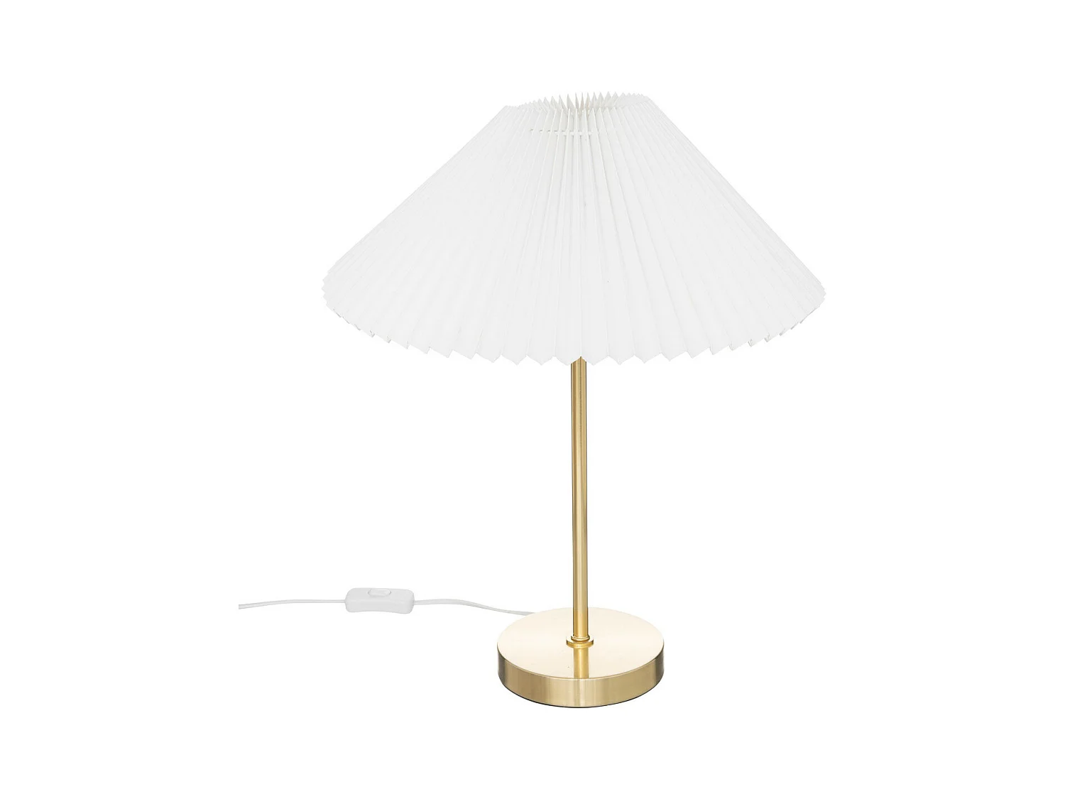 Lampe à poser en métal Doré et abat-jour en Coton plissé H 47 cm