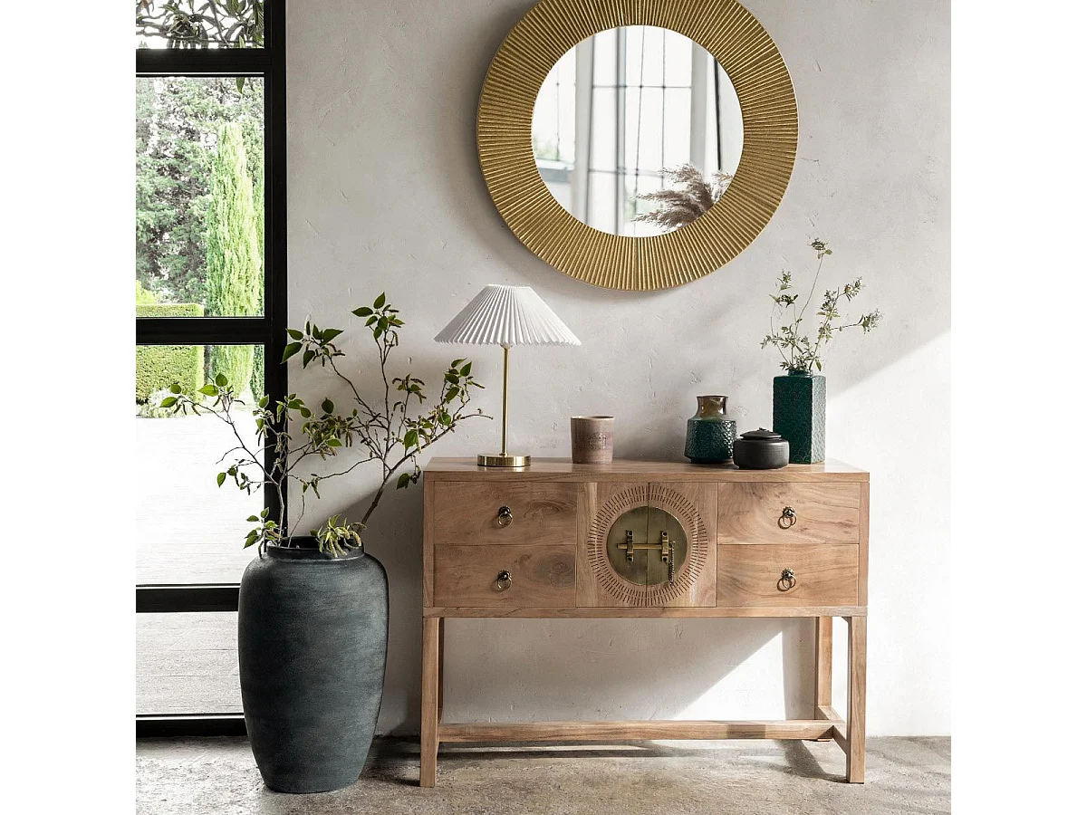 Lámpara de mesa con pantalla plisada