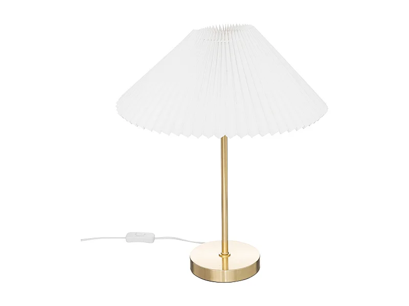 Lampe à poser en métal Doré et abat-jour en Coton plissé H 47 cm
