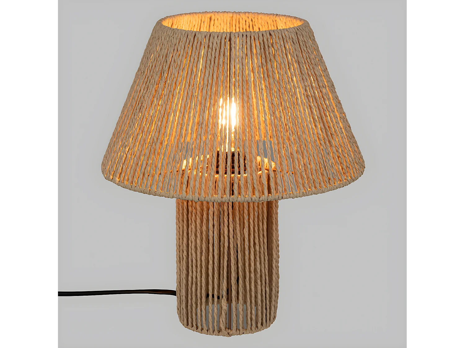 Lampe à poser en métal et corde Beige D 32 x H 38 cm