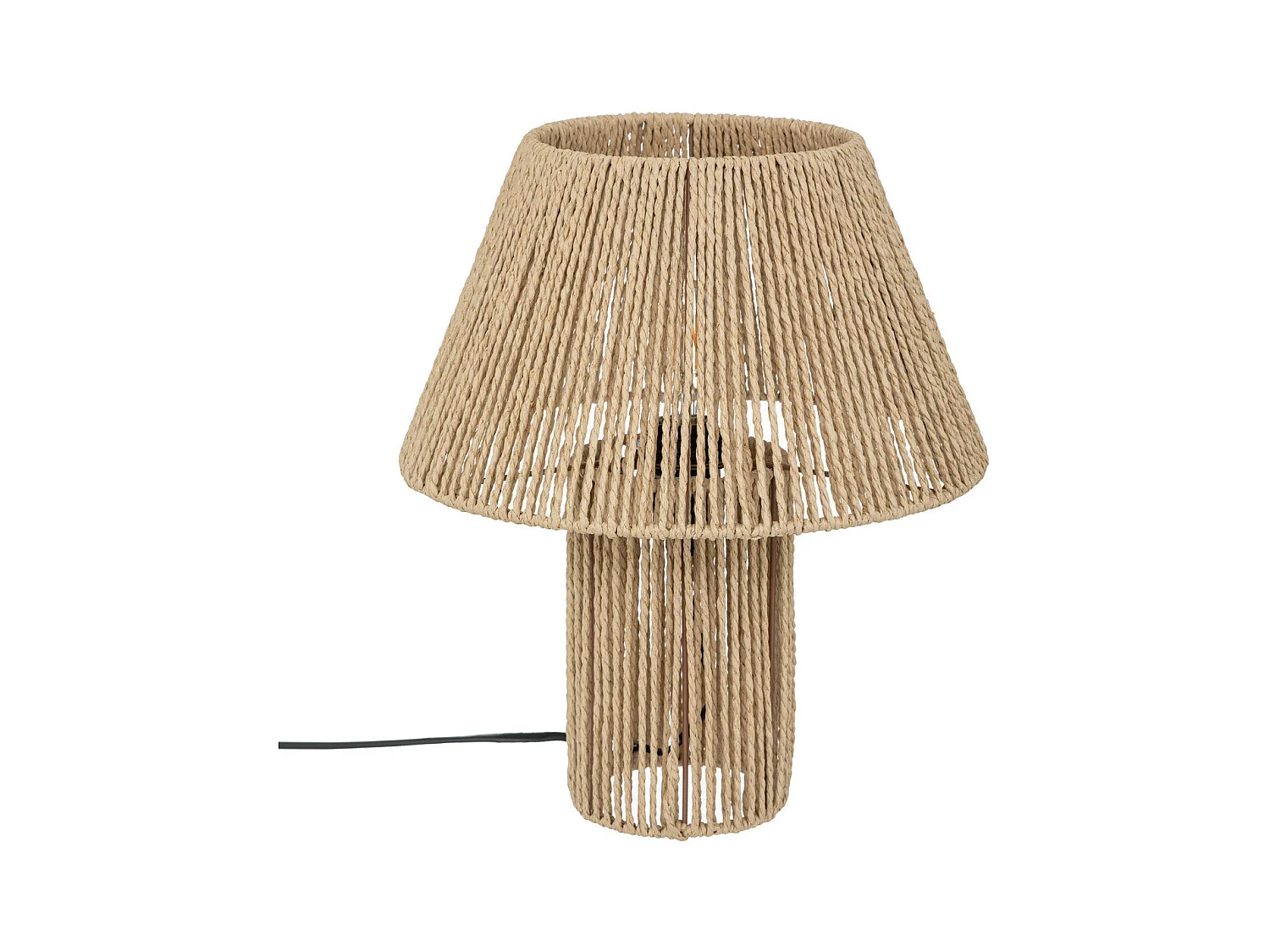 Lampe à poser en métal et corde Beige D 32 x H 38 cm