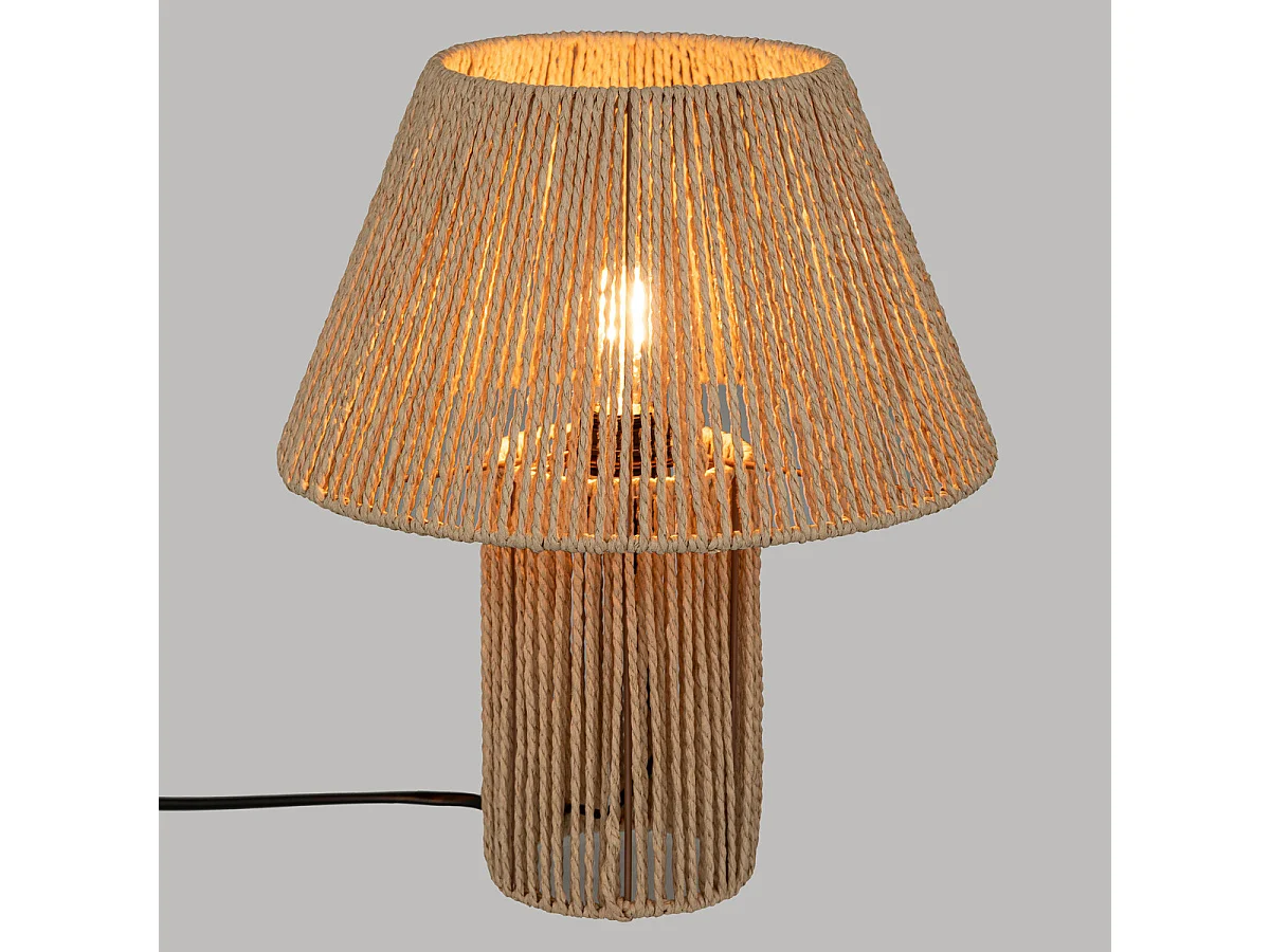 Lampe à poser en métal et corde Beige D 32 x H 38 cm