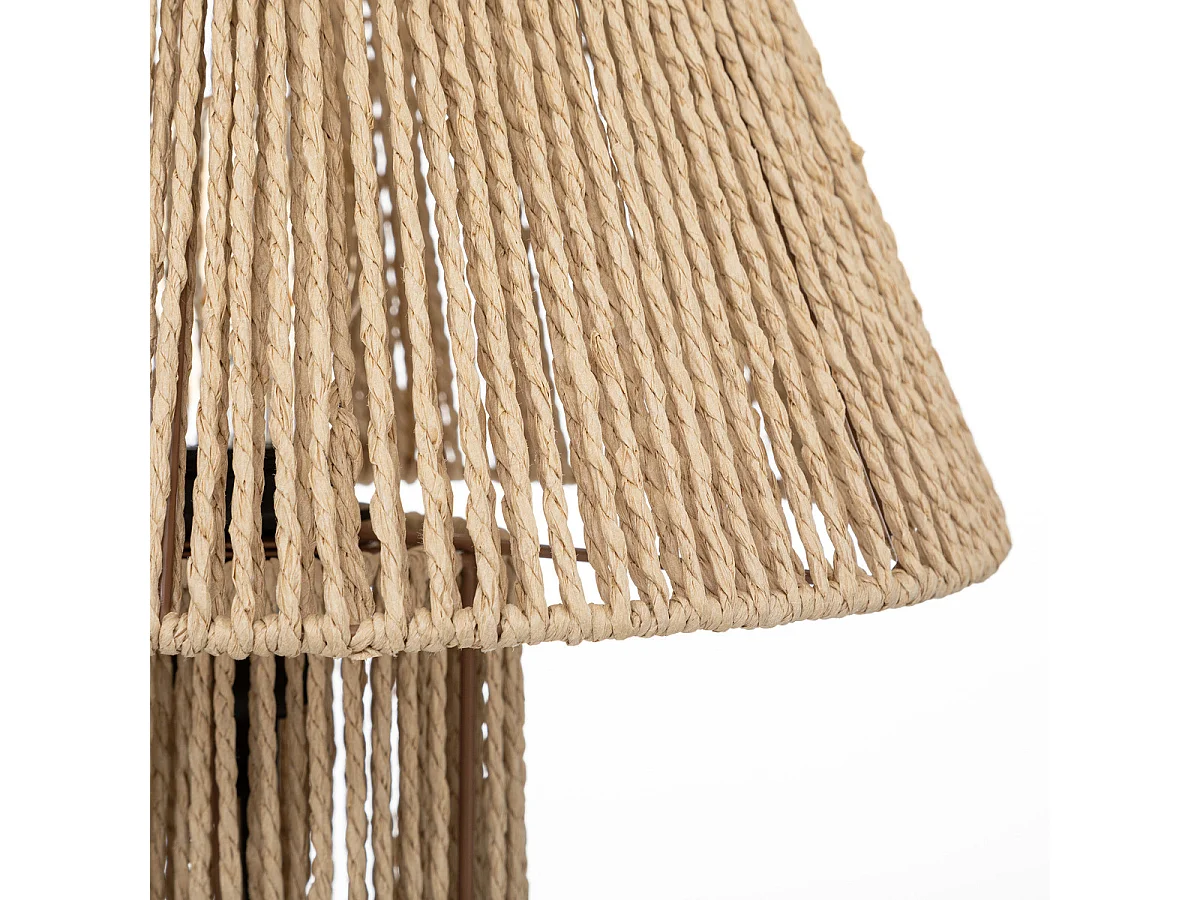 Lampe à poser en métal et corde Beige D 32 x H 38 cm