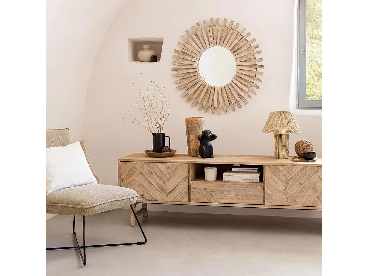 Lampe à poser en métal et corde Beige D 32 x H 38 cm