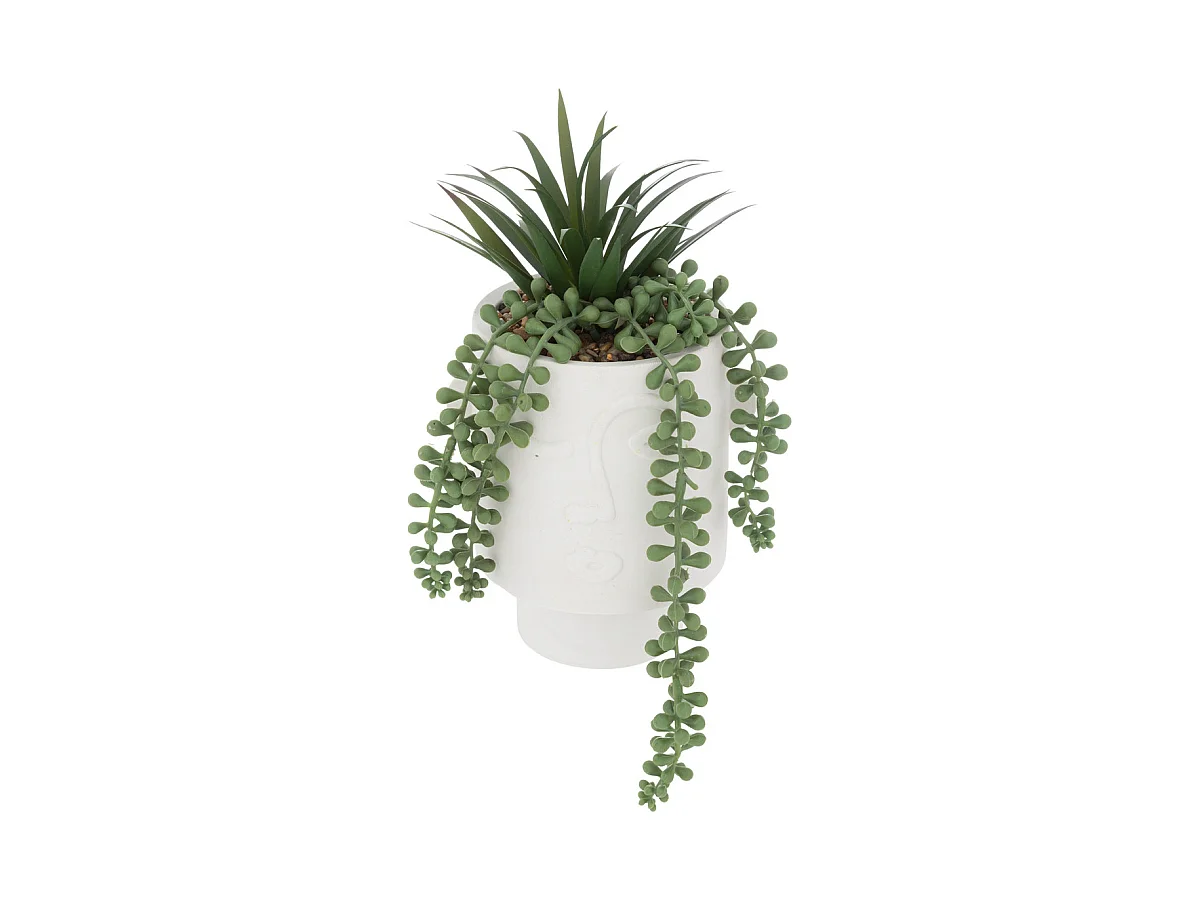 Plantes artificielles Visage pot Blanc H 25 cm