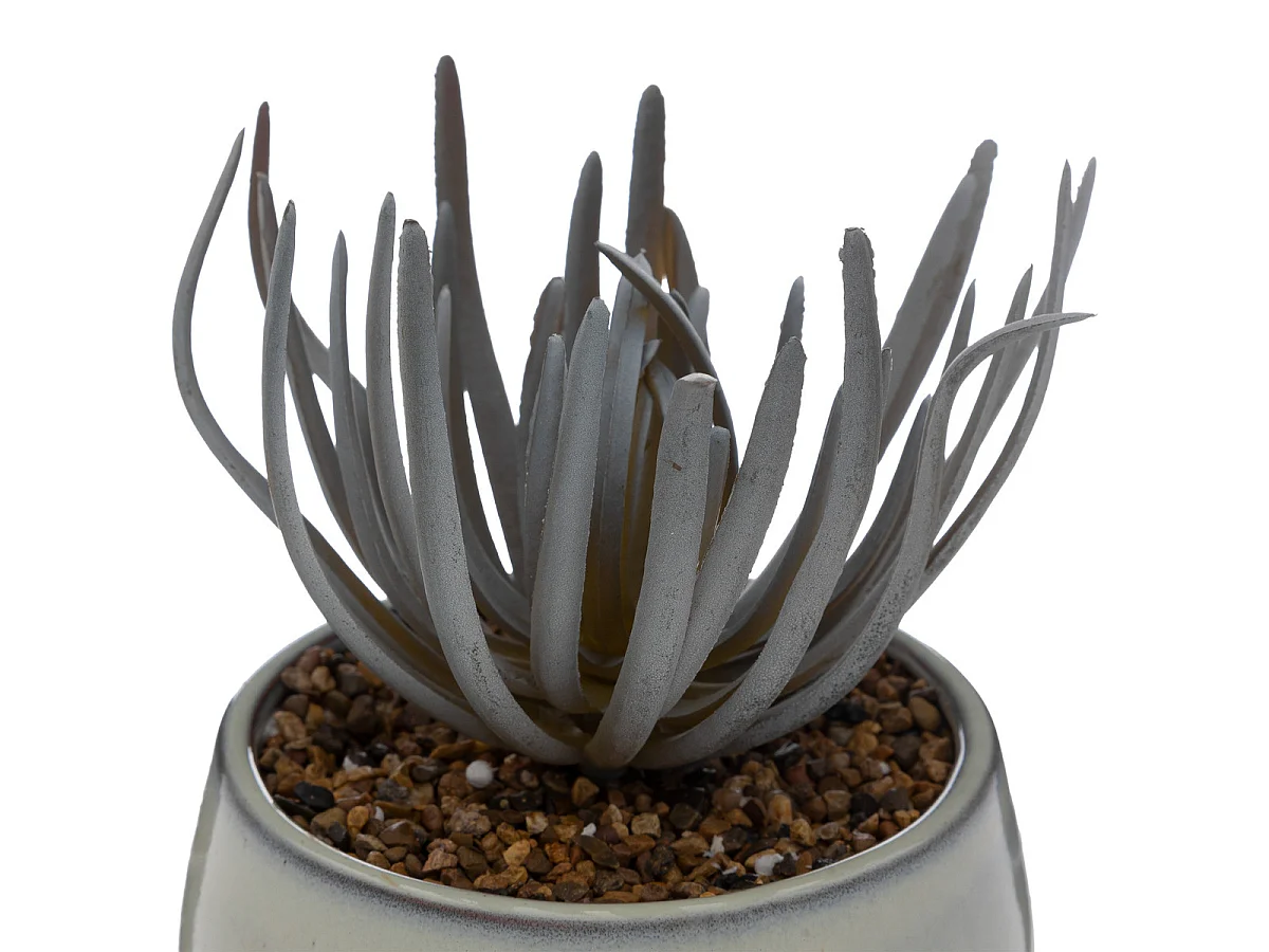 Plante grasse artificielle pot en Céramique émaillée Gris perle 18 cm