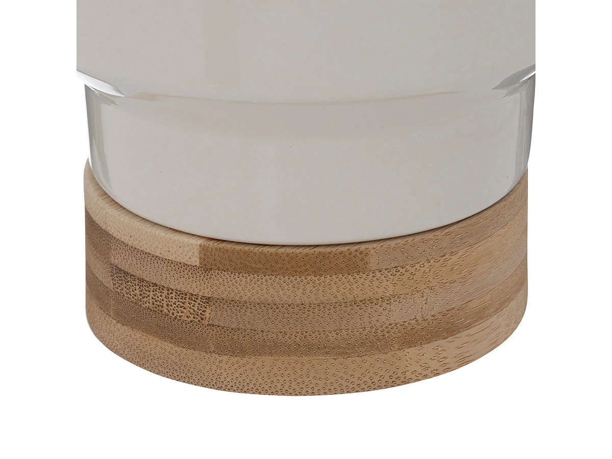 Plante artificielle pot en céramique Blanc cassé et Bambou H 26 cm