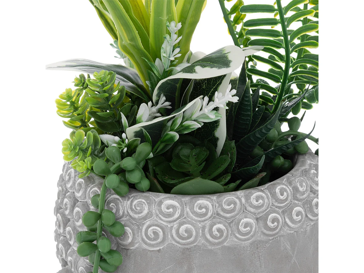 Plante artificielle Bouddha pot gravé H 30 cm