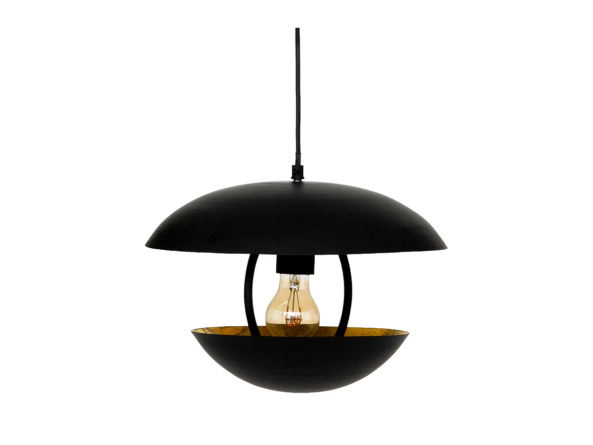 Luminaire Suspension en métal Doré et Noir D 33 x H 23 cm