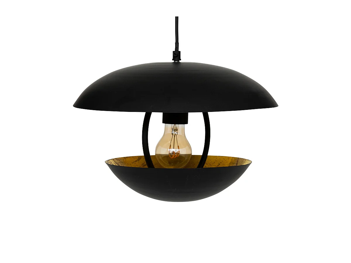 Luminaire Suspension en métal Doré et Noir D 33 x H 23 cm