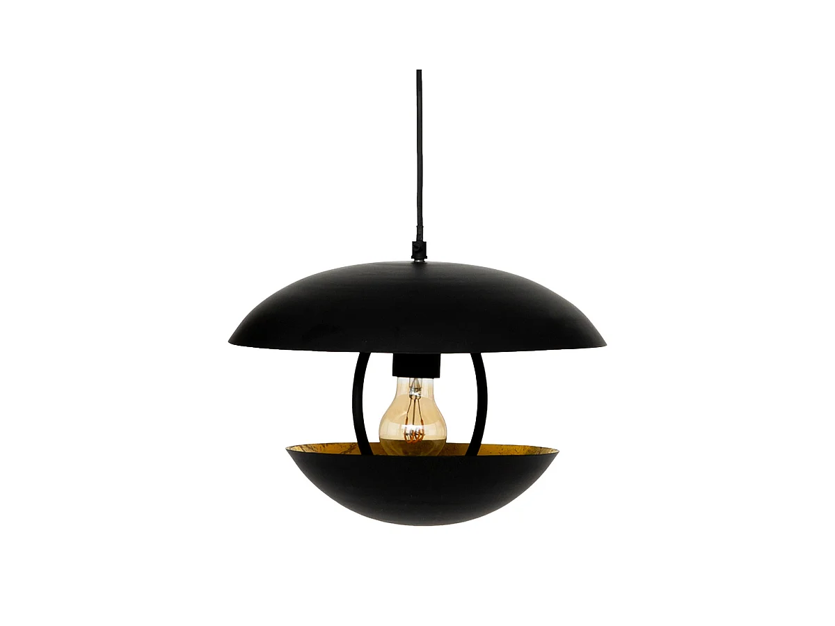 Luminaire Suspension en métal Doré et Noir D 33 x H 23 cm