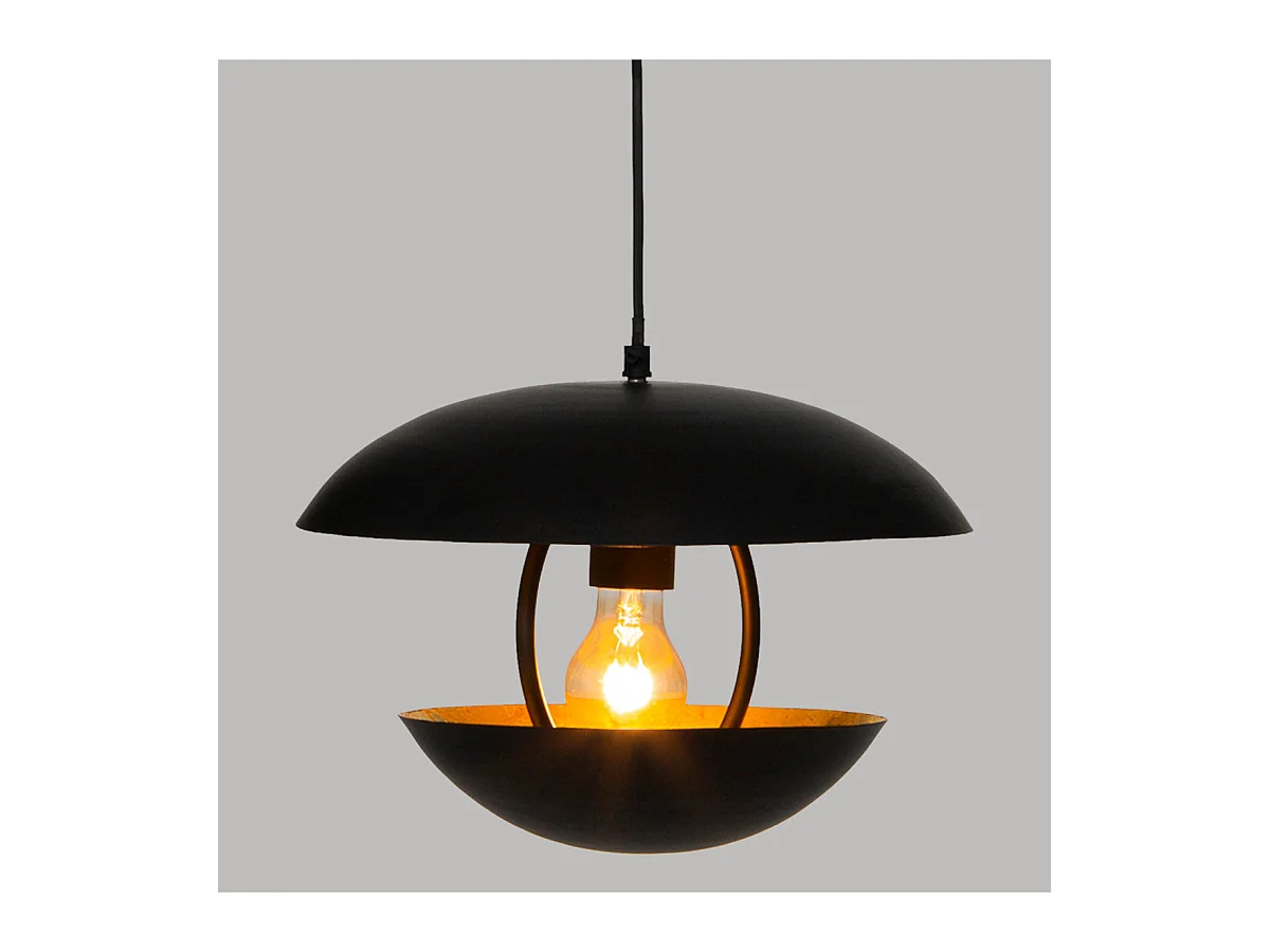 Luminaire Suspension en métal Doré et Noir D 33 x H 23 cm