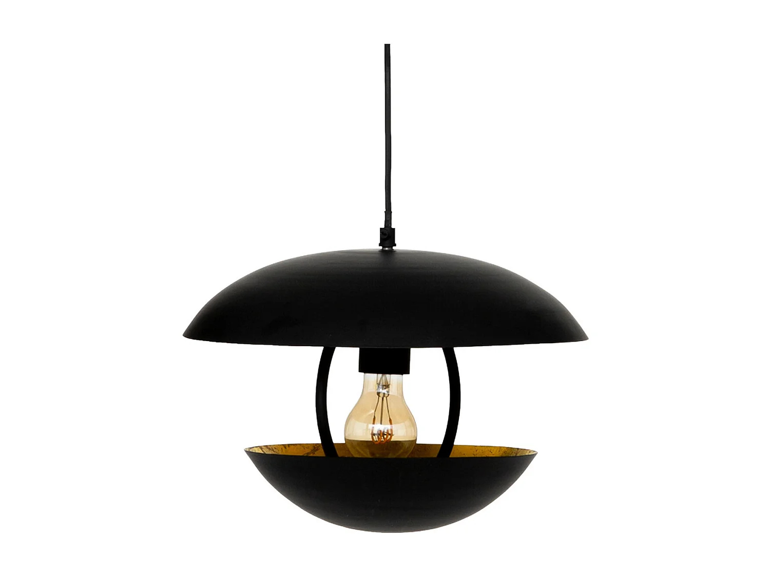 Luminaire Suspension en métal Doré et Noir D 33 x H 23 cm