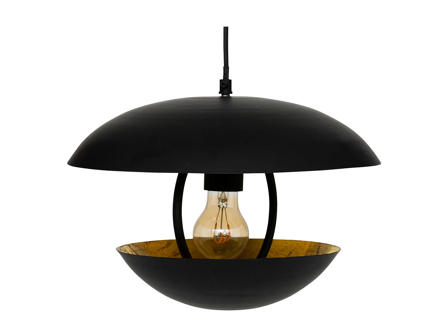 Luminaire Suspension en métal Doré et Noir D 33 x H 23 cm