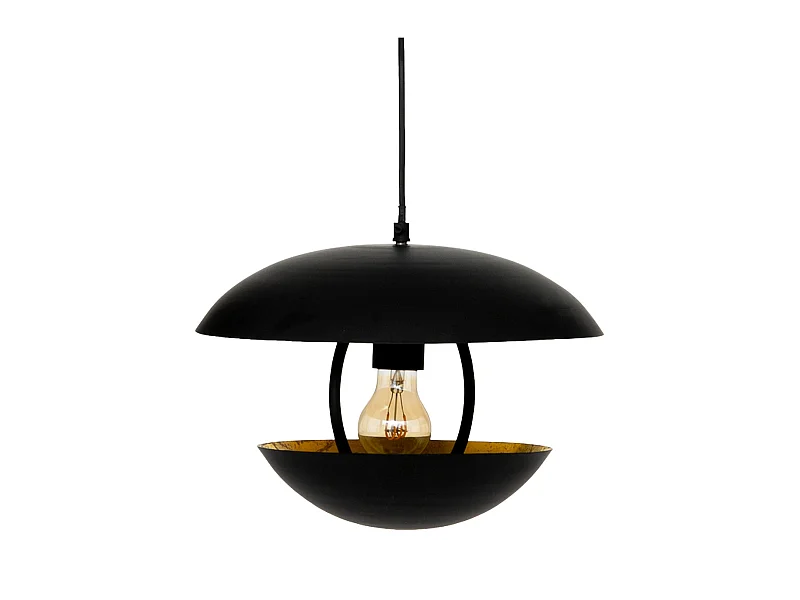 Luminaire Suspension en métal Doré et Noir D 33 x H 23 cm