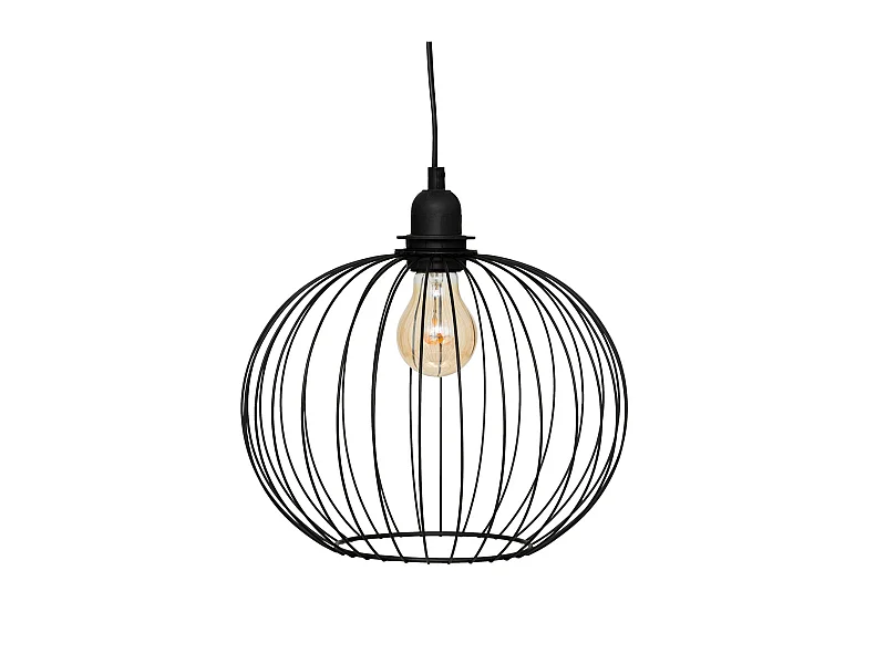 Luminaire Suspension en métal Noir D 28 x H 22 cm