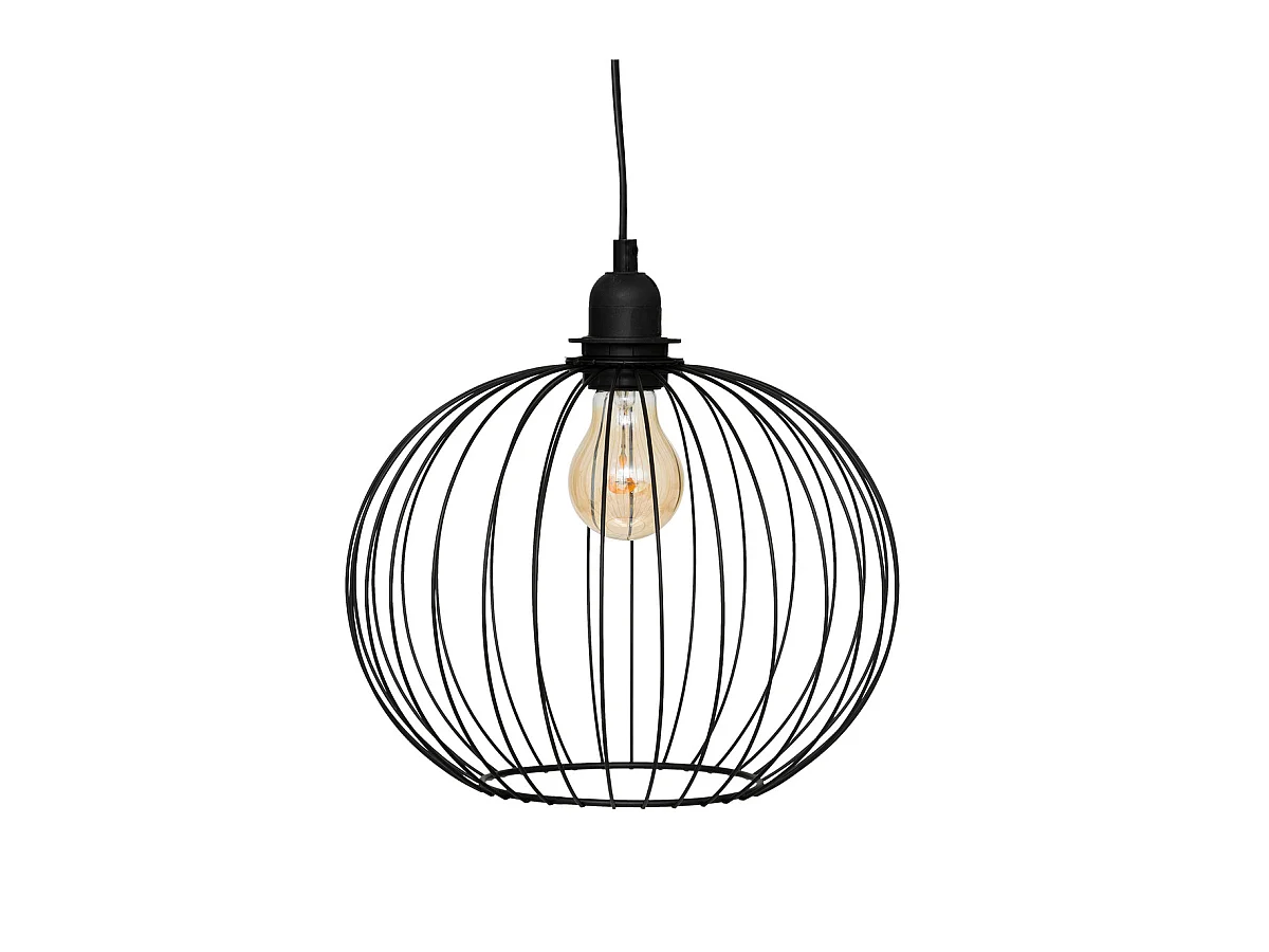 Luminaire Suspension en métal Noir D 28 x H 22 cm