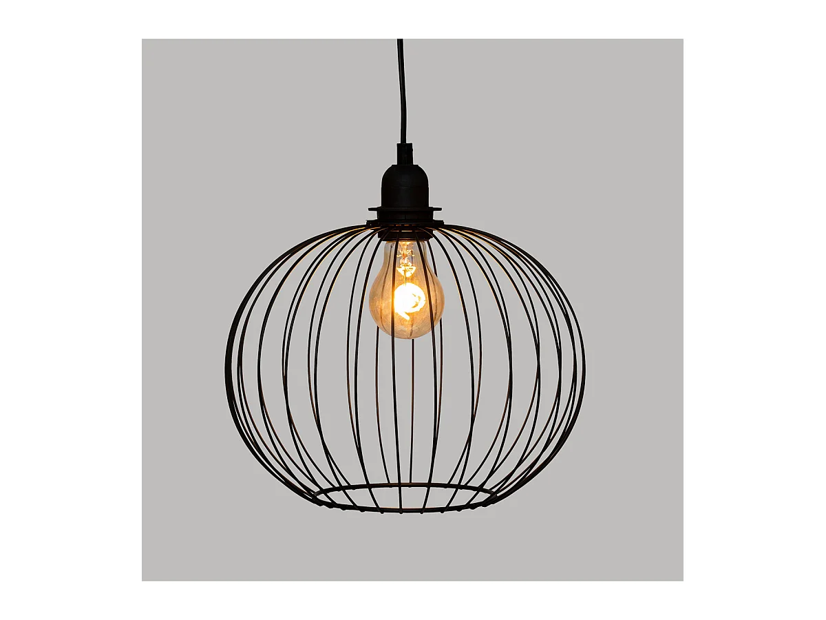 Luminaire Suspension en métal Noir D 28 x H 22 cm