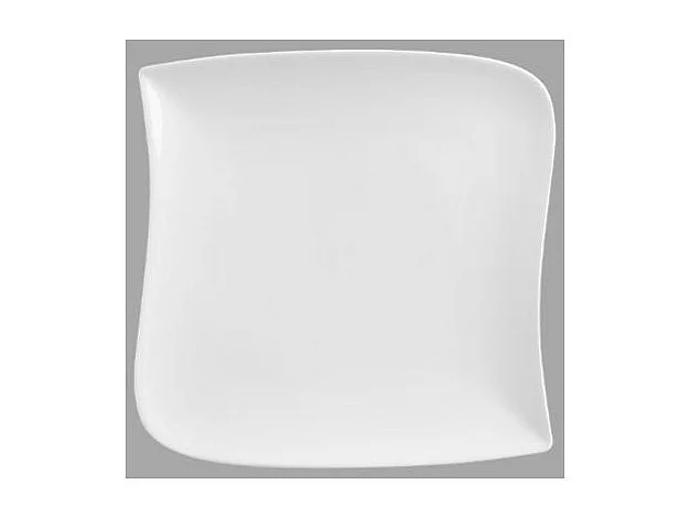 Lot de 6 Assiettes Plates Carrées "Vague" 25cm Blanc