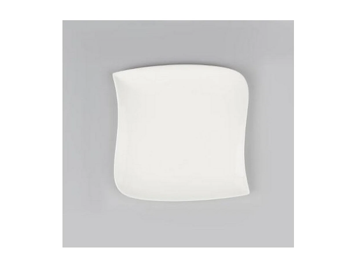 Lot de 6 Assiettes Plates Carrées "Vague" 25cm Blanc