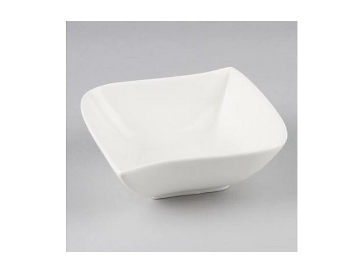 Lot de 6 Assiettes Creuses Carrées "Vague" 21cm Blanc