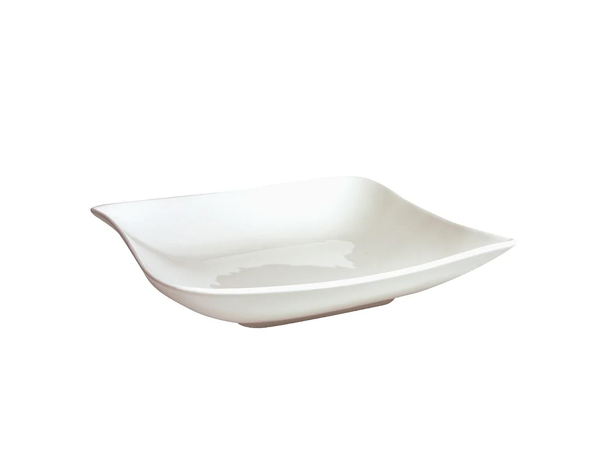 Lot de 6 Assiettes Creuses Carrées "Vague" 21cm Blanc